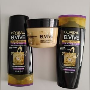 L'Oreal Elvive Total Repair Extreme Shampoo Conditioner & Damage Erasing Balm